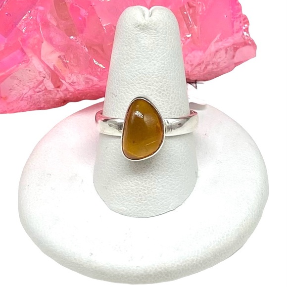Jewelry - Baltic Honey Amber Ring Size 9 Solid Sterling Silver 925 Natural Genuine Boho